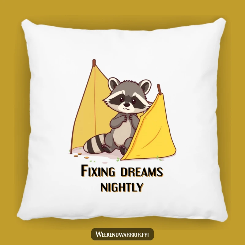 Funny Raccoon Tent Pillow: Cozy Comfort with a Brave Fix