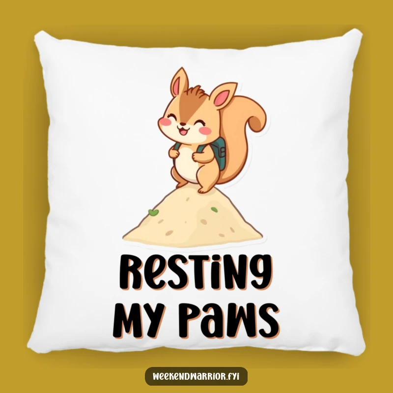 Funny Squirrel Hiker Pillow: Cozy Adventure Cushion, Comfy Gift