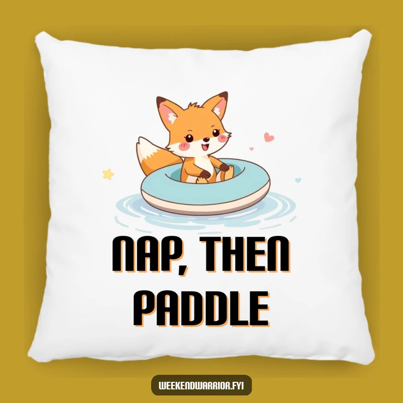 Cozy Funny Fox Raft Puddle Pillow: Soft Adventure Fox Cushion, Cute Gift