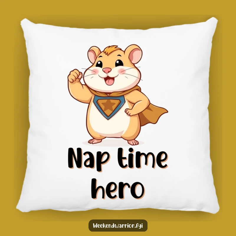 Funny Hamster Superhero Pillow: Soft Comfort, Heroic Flex Design, Adorable Gift