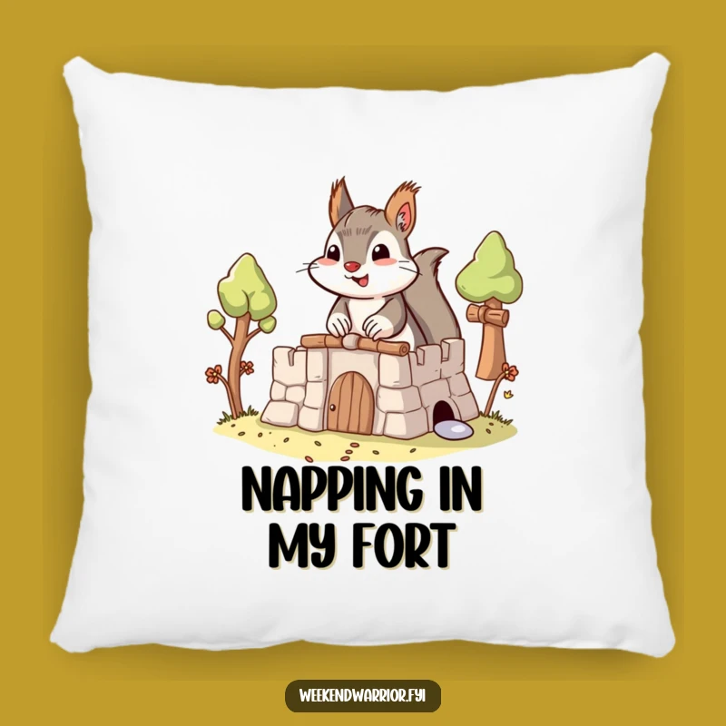 Funny Builder Squirrel Pillow: Cozy Comfort with a Fort!
