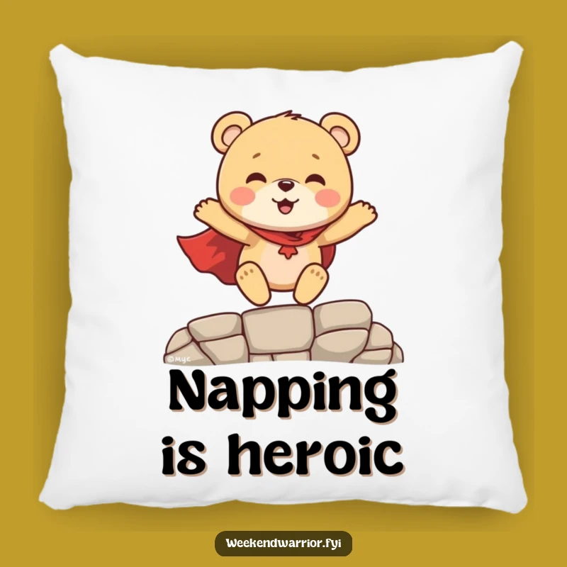 Funny Superhero Bear Cub Pillow - Cozy and Hilarious Accent for Heroic Spaces