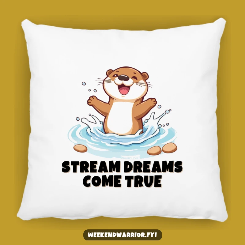 Funny Joyful Otter Pillow: Snuggle Up with Aquatic Cheer