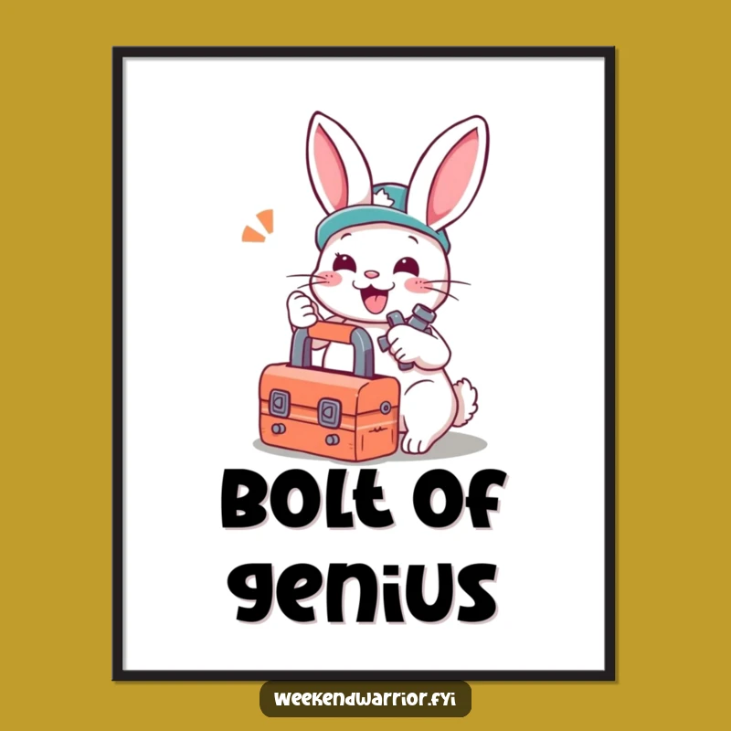 Funny Rabbit Mechanic Digital Art: Playful Bunny Fixer Download, Gift