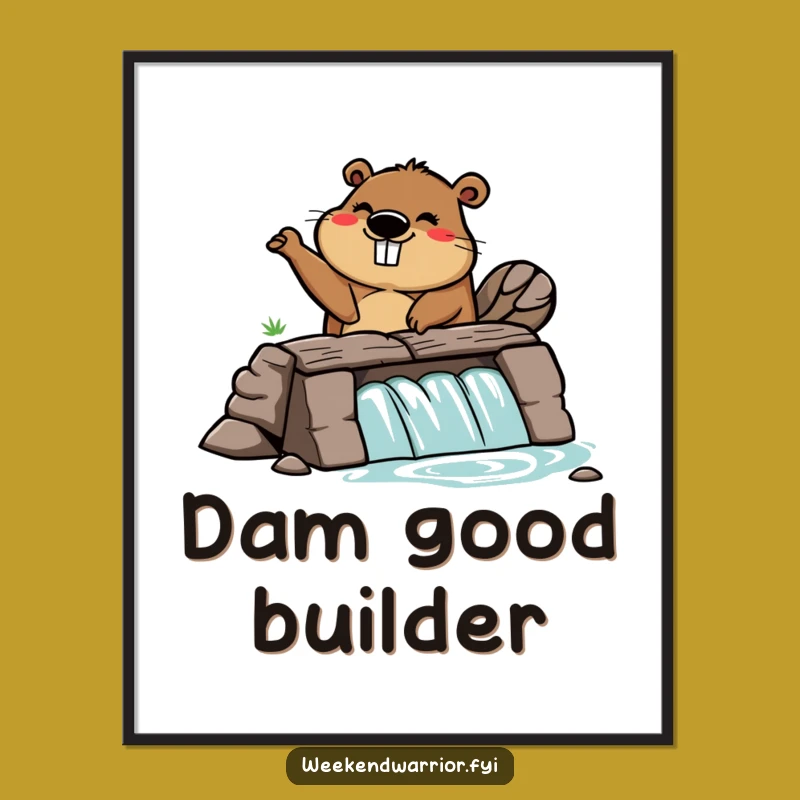 Funny Beaver Dam Digital Art: Motivational Building Decor