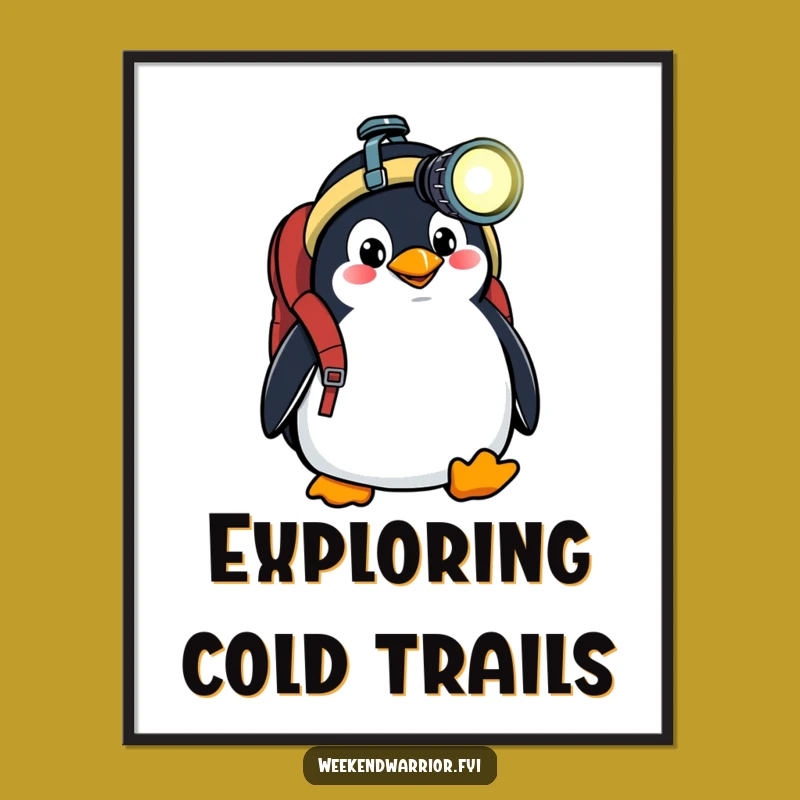 Funny Penguin Explorer Digital Print: Instant Art with Arctic Cheer