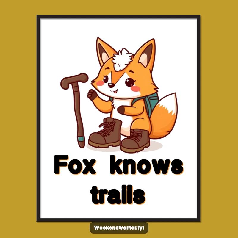 Funny Fox Hiking Digital Art: Hilarious Downloadable Print
