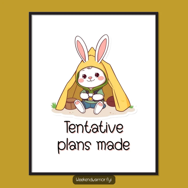 Funny Camping Rabbit Digital Art a Cheerful Character Print for Decor