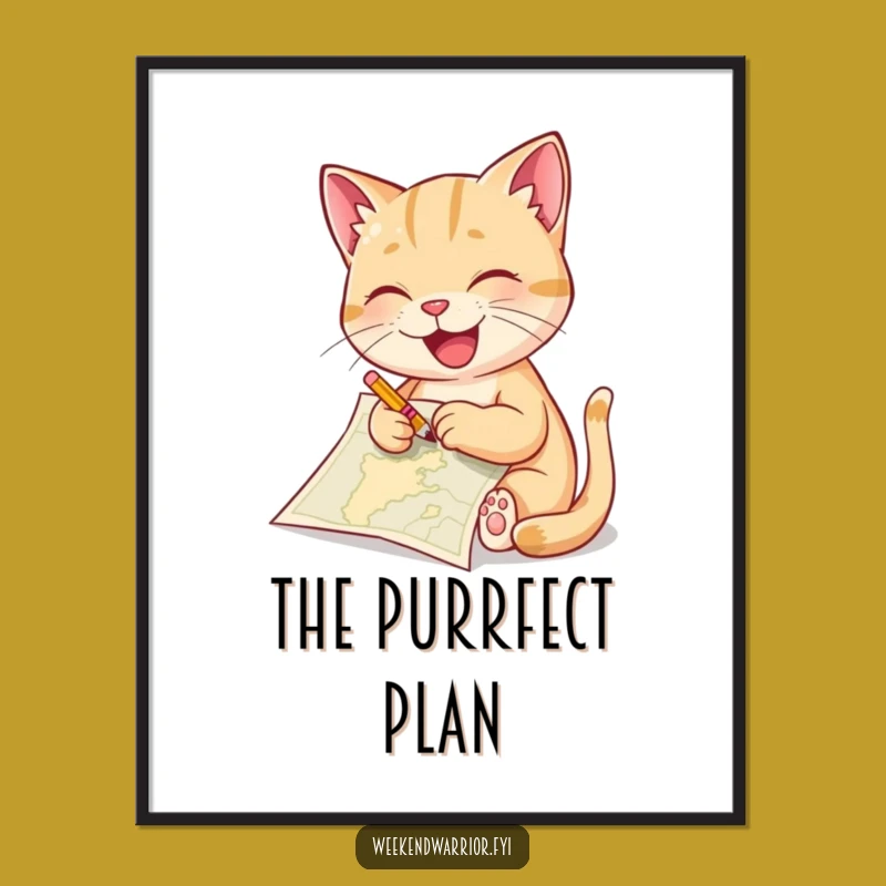 Funny Cat Sketching Map Digital Art - Hilarious Whimsical Decor for Art Enthusiasts