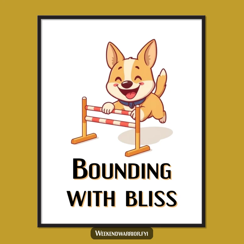 Funny Dog Obstacle Course Digital Art: Happy Pooch Download, Gift