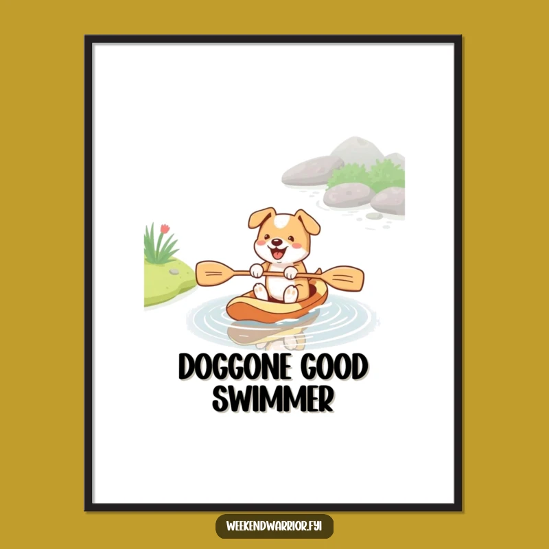 Funny Energetic Dog Paddle Digital Art - Goofy Dog Printable Gift