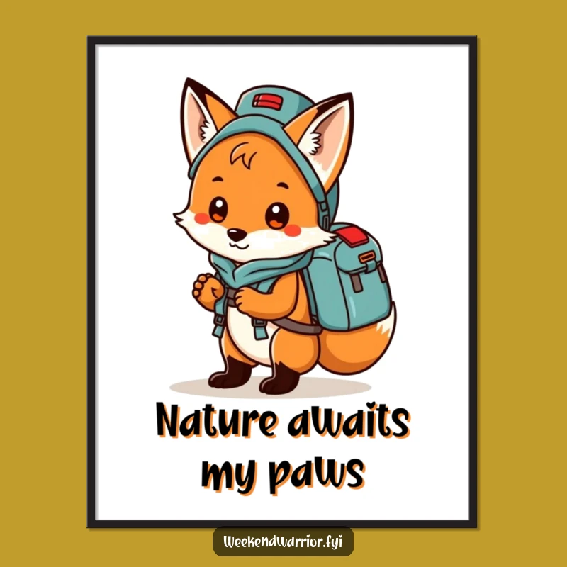 Funny Fox Digital Art: Playful camper fox print, perfect for humorous home decor.