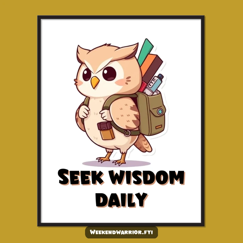 Funny Kawaii Owl Digital Art - Curious Explorer for Instant Humorous Decor