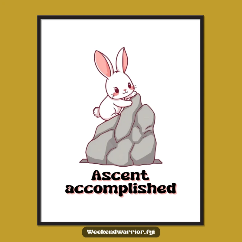 Funny Kawaii Rabbit Digital Print - Hilarious Climbing Decor