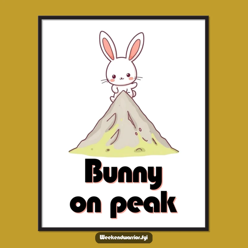 Funny Kawaii Rabbit Hike Digital Art - Instant Mountain Decor