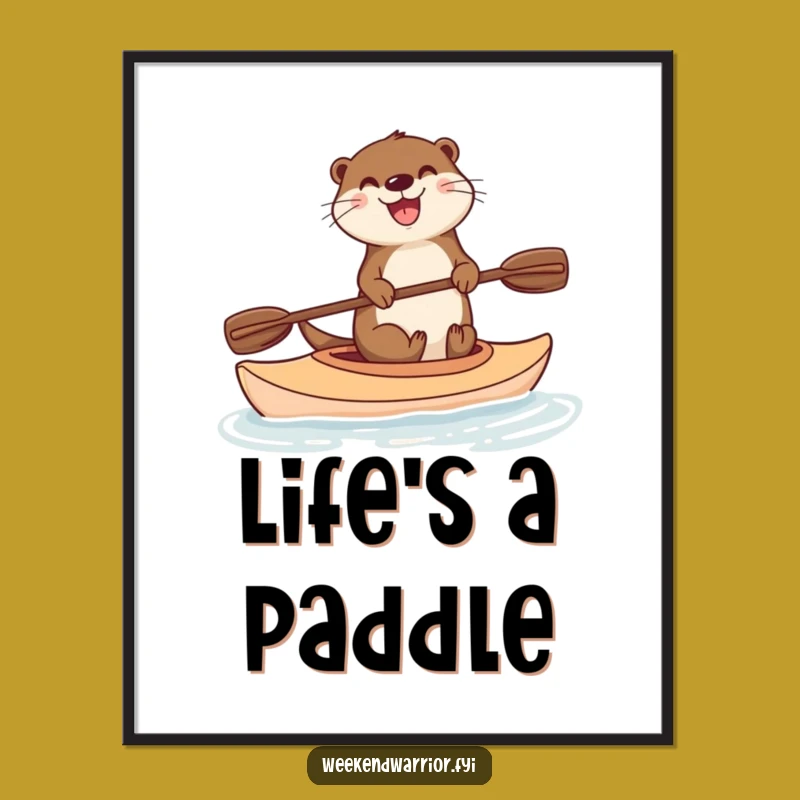 Funny Otter Kayak Digital Art: Instant Humorous Decor, Perfect Funny Gift for Art Lovers