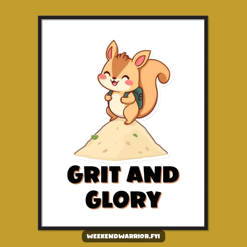 Funny Squirrel Hiker Digital Art: Cheerful Climber Download, Gift