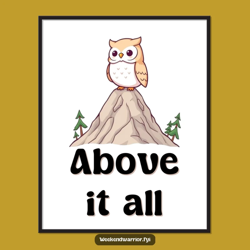 Funny Wise Owl Digital Art - Mountain Surveying Nature Decor