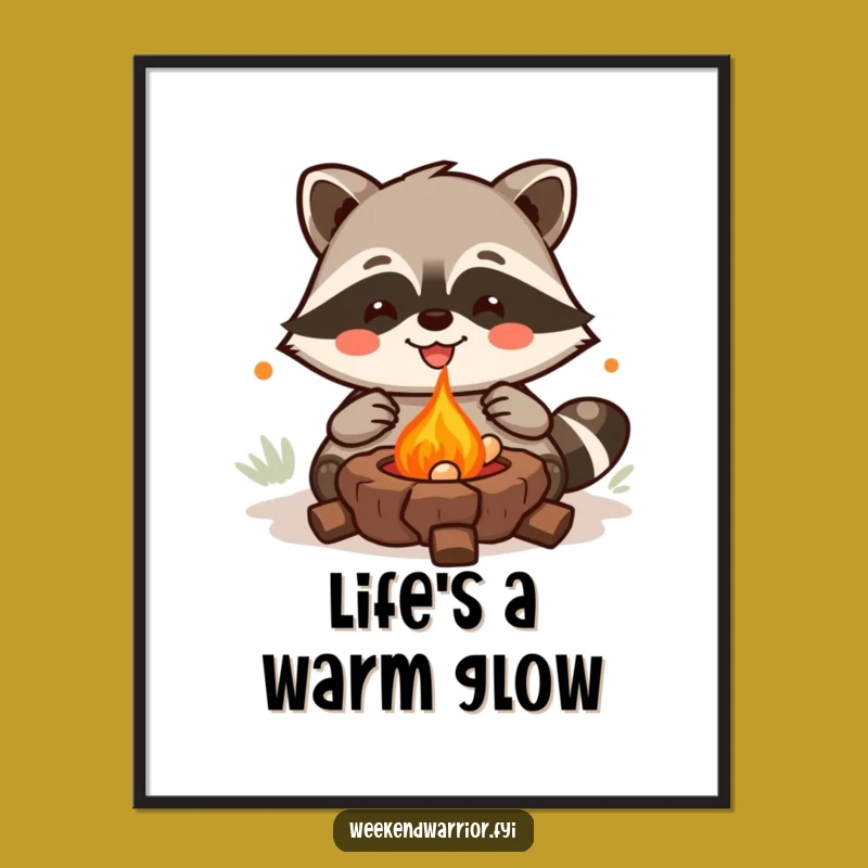 Funny Kawaii Raccoon Digital Art - Grilling Chef for Instant Humorous Decor