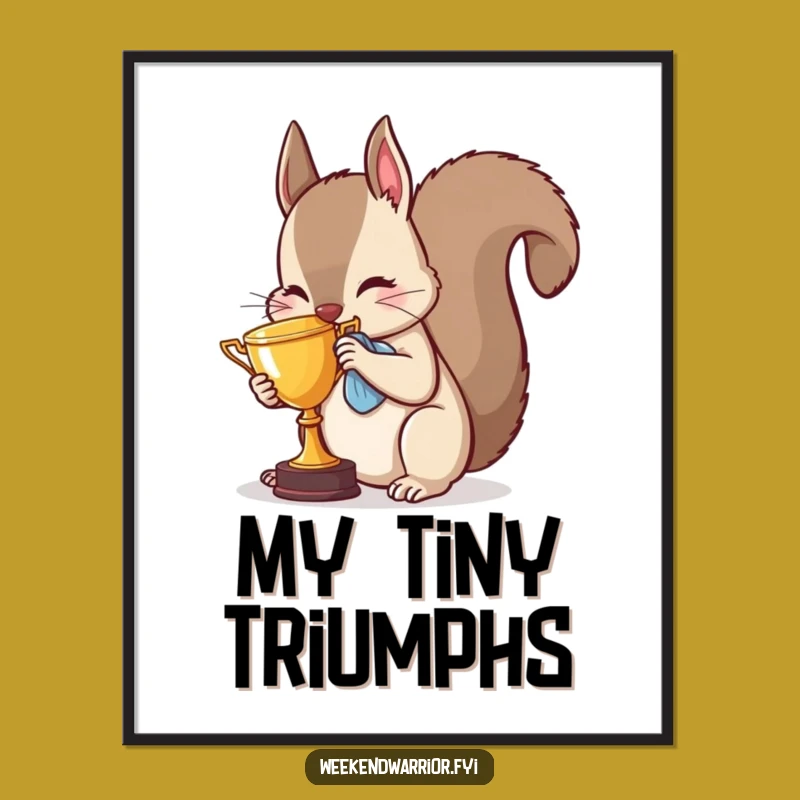 Funny Squirrel Trophy Digital Art - Hilarious Instant Download for Winners