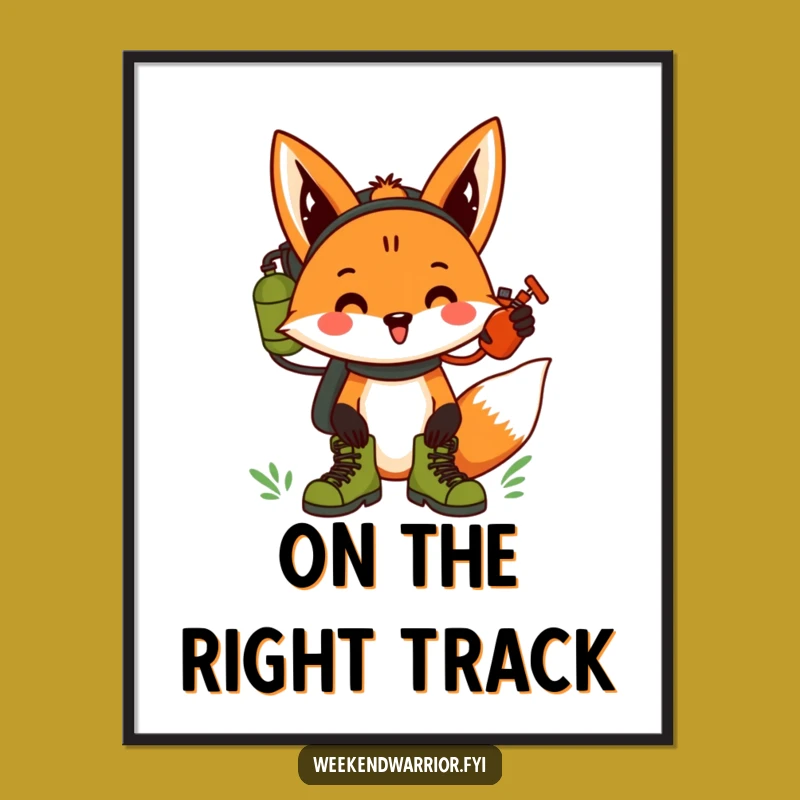 Funny Fox Hiking Adventure Digital Print: Hilarious Wall Art Gift