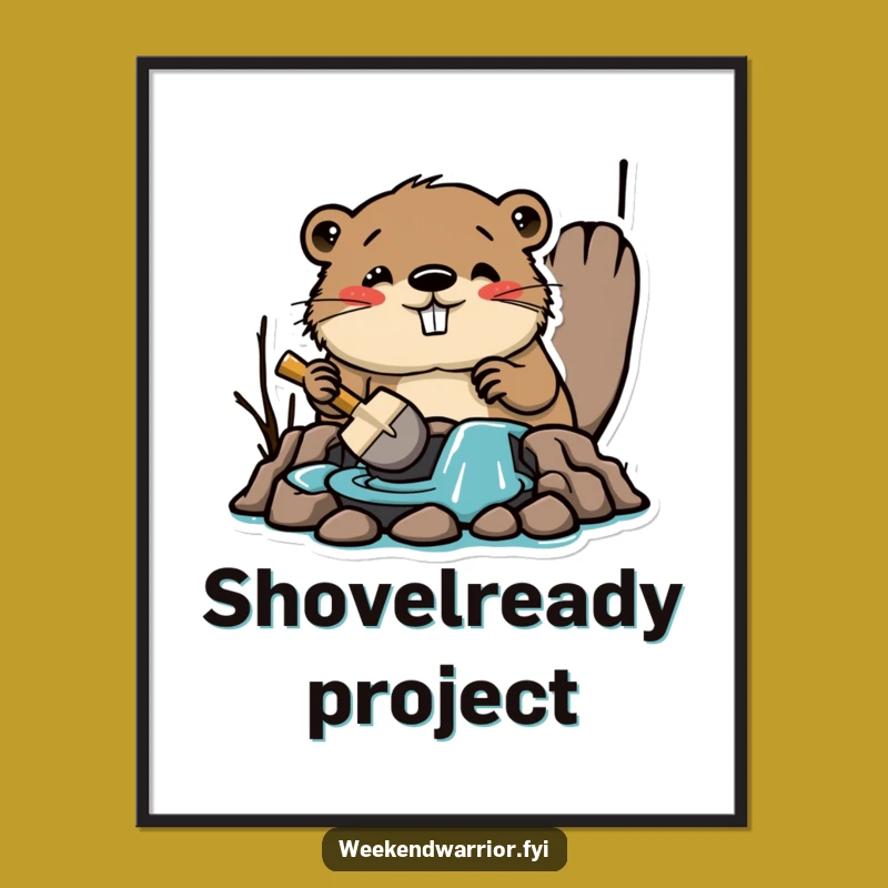 Funny Beaver Builder Digital Print: Instant Art with Construction Cheer