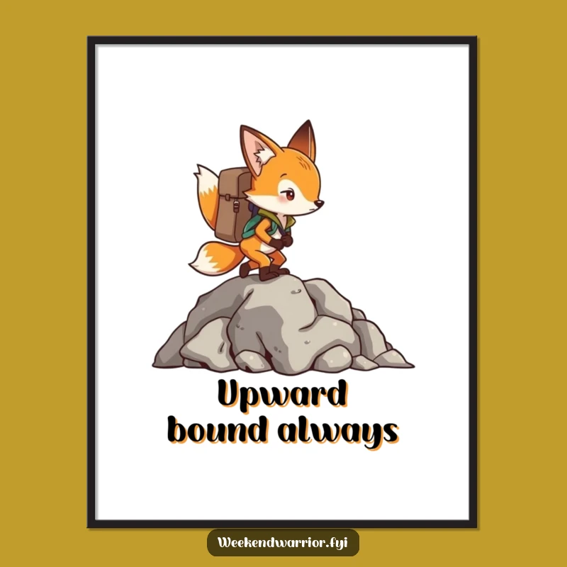 Funny Fox Climbing Digital Art: Determined Adventurer Print, Instant Gift