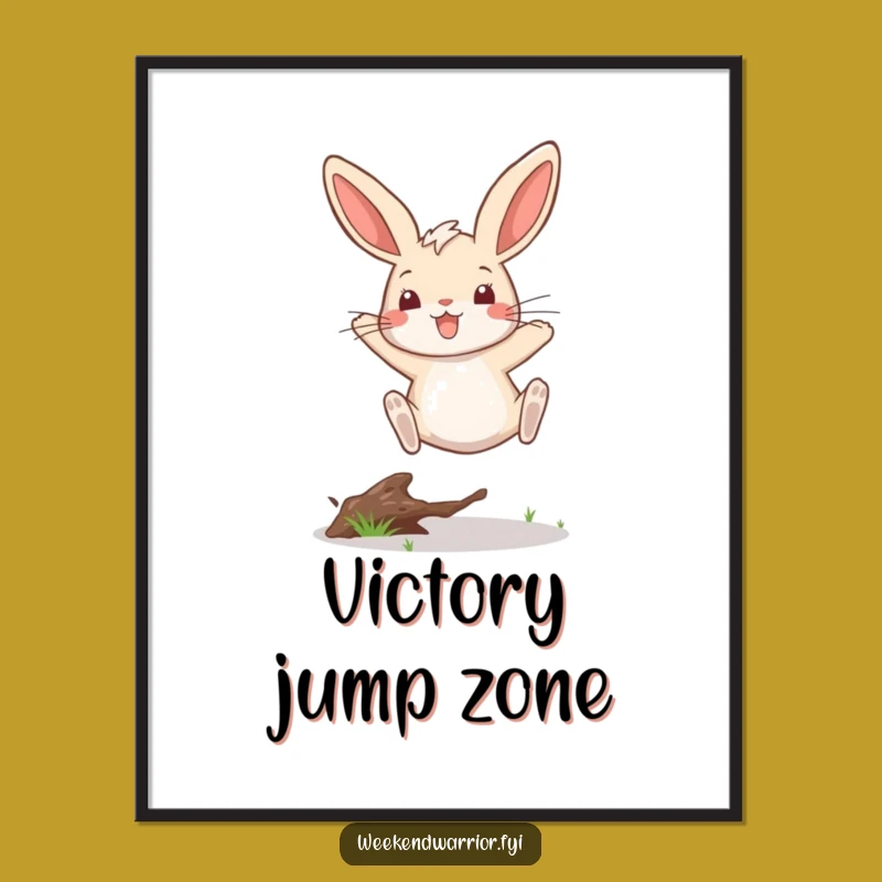 Funny Rabbit Leap Digital Art A Victorious Bunny Print Gift