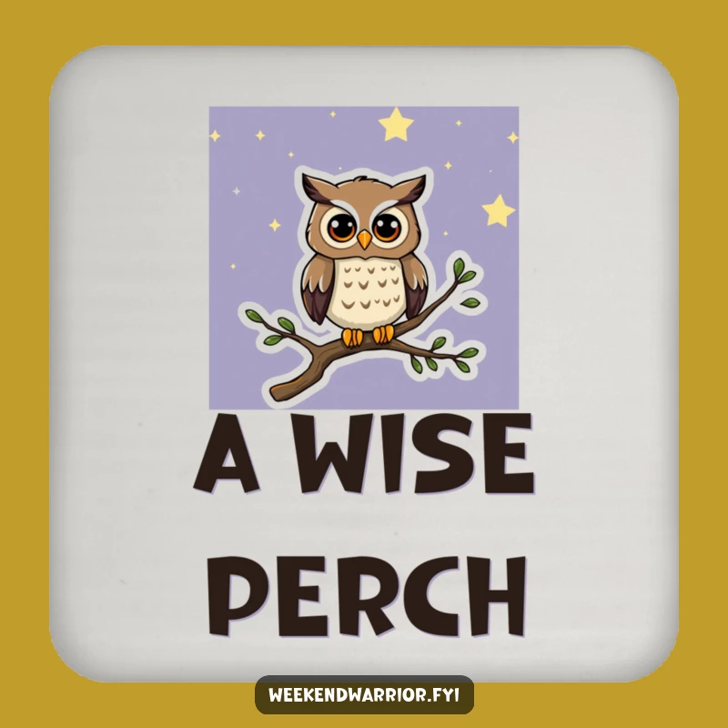 Funny Curious Owl Drink Coaster: Protect Surfaces with Night Magic!