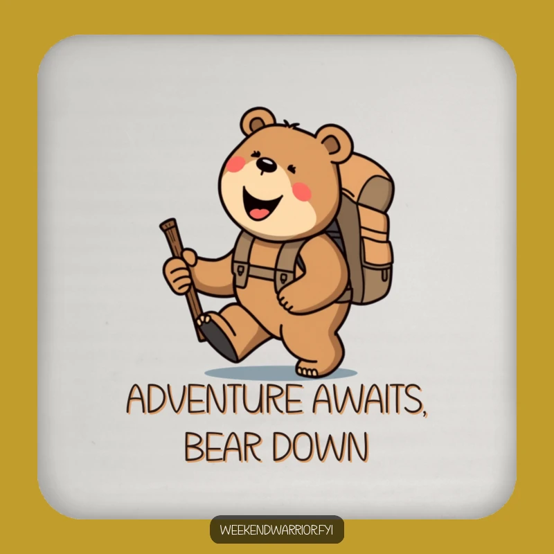 Funny Bear Trekking Coaster Set: Hilarious Table Protection Gift