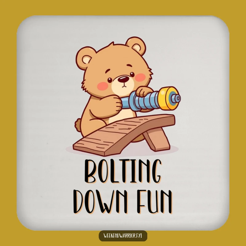 Funny Determined Bear Coasters: Protect Surfaces with Focus!