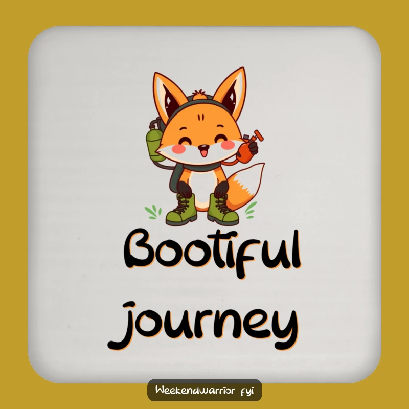 Funny Fox Hiking Coaster Set: Hilarious Table Protection Gift