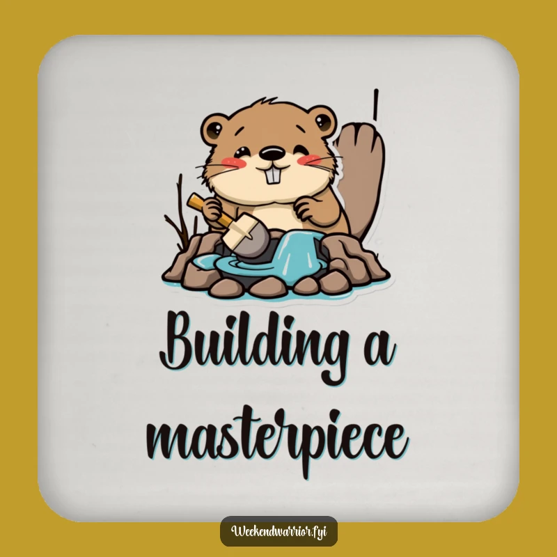 Funny Beaver Coaster Set: Protect Tables with Builder Charm