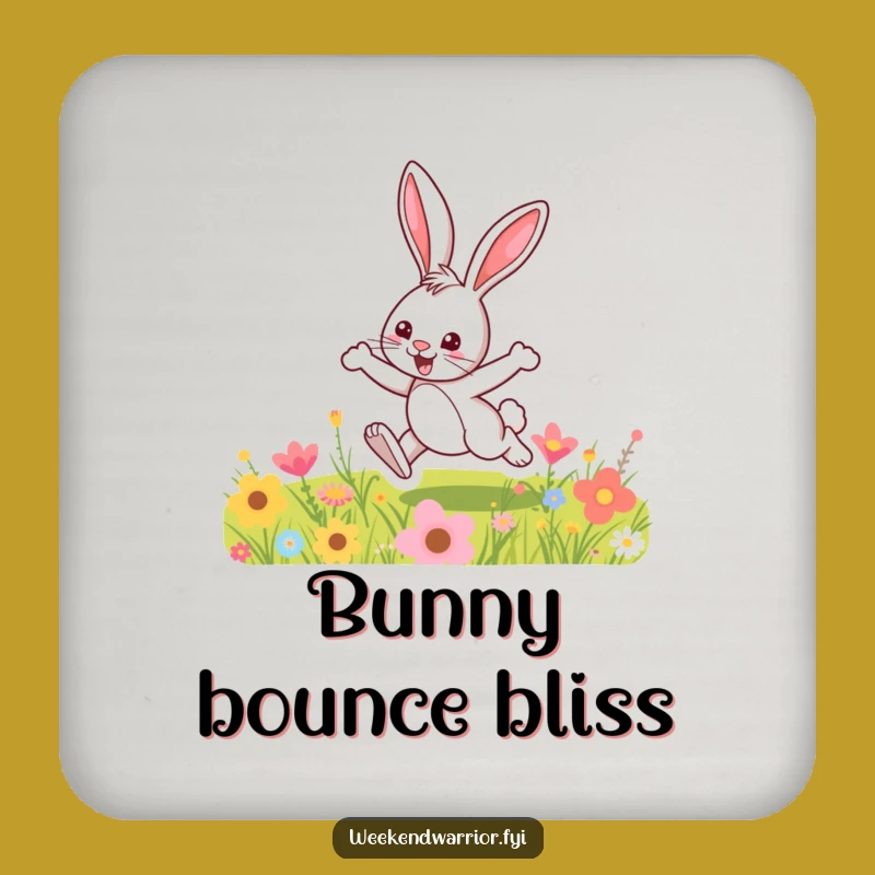 Funny Bunny Meadow Drink Coaster: Protect Surfaces with Cheer!