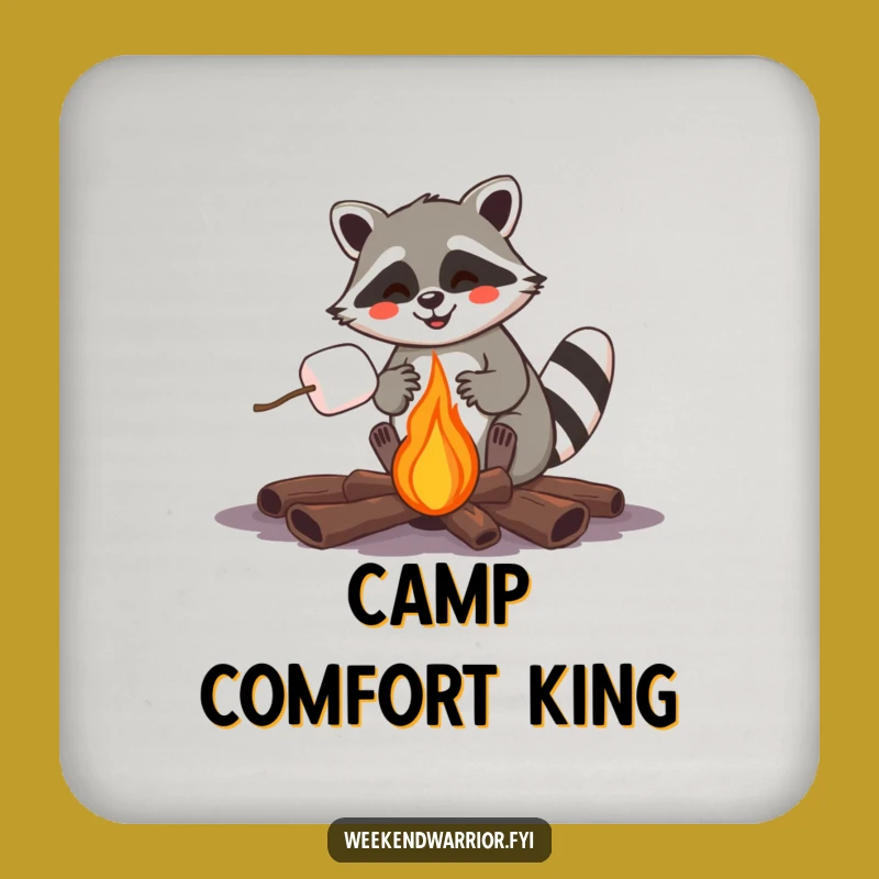 Funny Raccoon Campfire Coaster Set: Hilarious Table Protection Gift