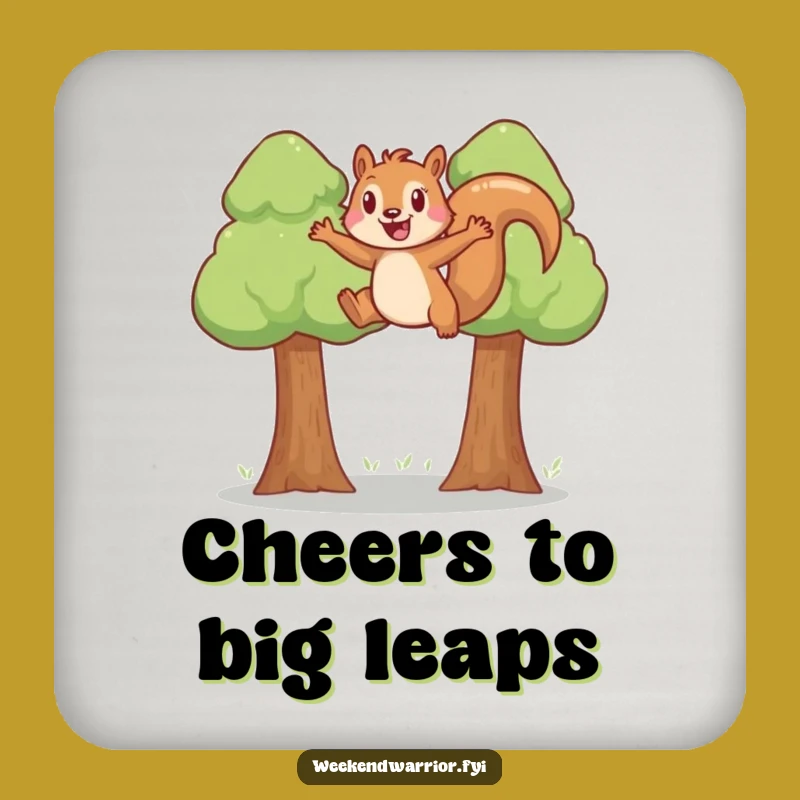 Funny Squirrel Coaster: Joyful jumper, protecting surfaces with humor, a cute funny gift.