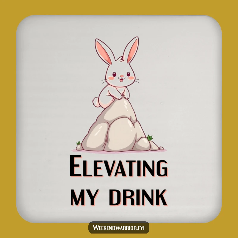Funny Rabbit Coaster: Determined climber, protecting surfaces with humor, a cute funny gift.