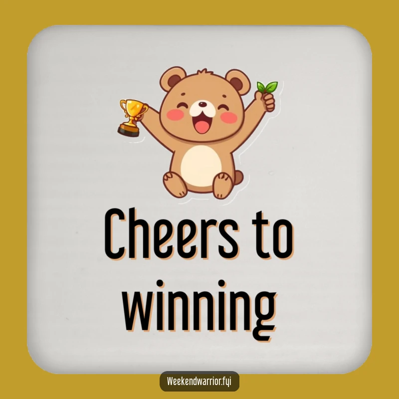 Funny Bear Cub Trophy Coaster: Joyful Winner Table Gift