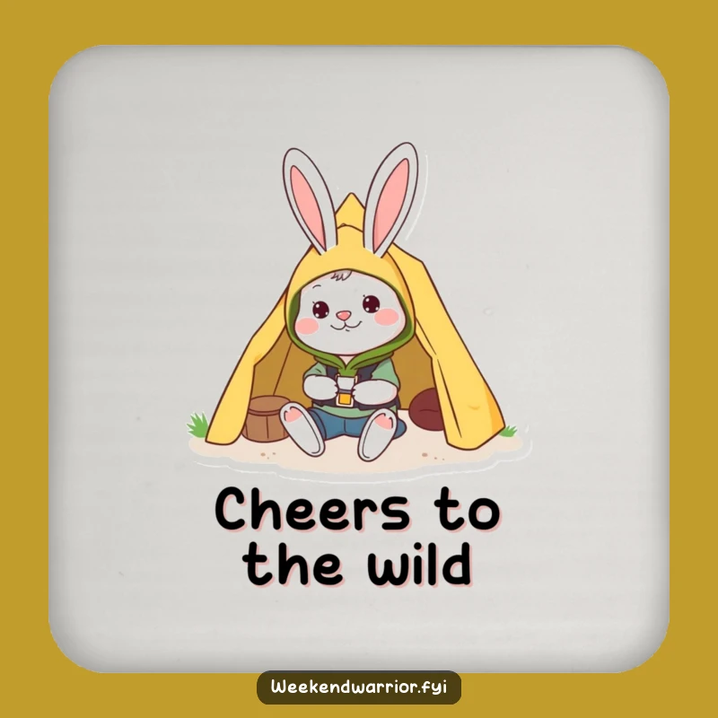 Funny Camping Rabbit Coaster a Cheerful Character Drink Protector