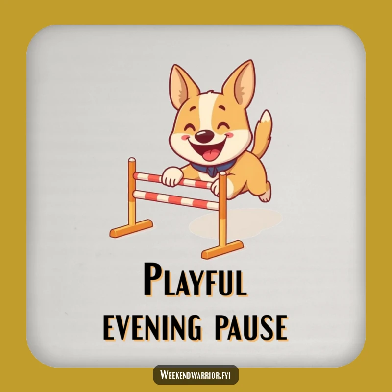 Funny Dog Obstacle Course Coaster Set: Pooch Protection, Quirky Gift