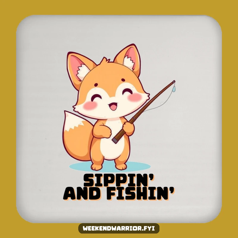 Funny Fox Coaster: Protect Surfaces with Exciting Fishing Art
