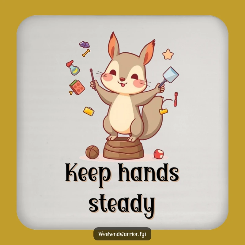 Funny Squirrel Coaster Set: Juggling Drink Mats, Hilarious Animal Accessory Gift