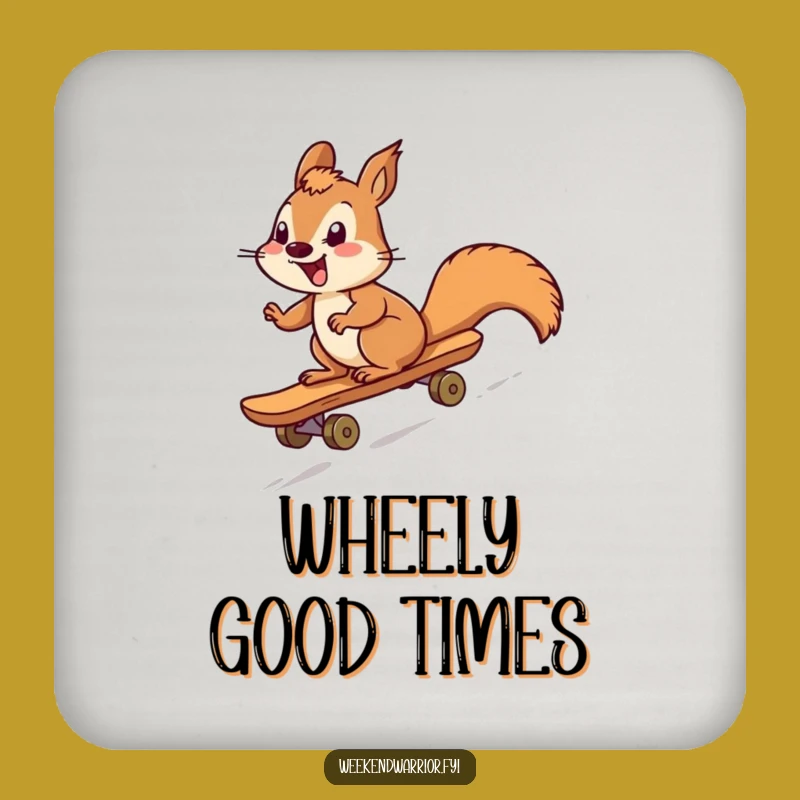 Funny Squirrel Skateboarder Drink Coaster: Hilarious Tabletop Protection Gift