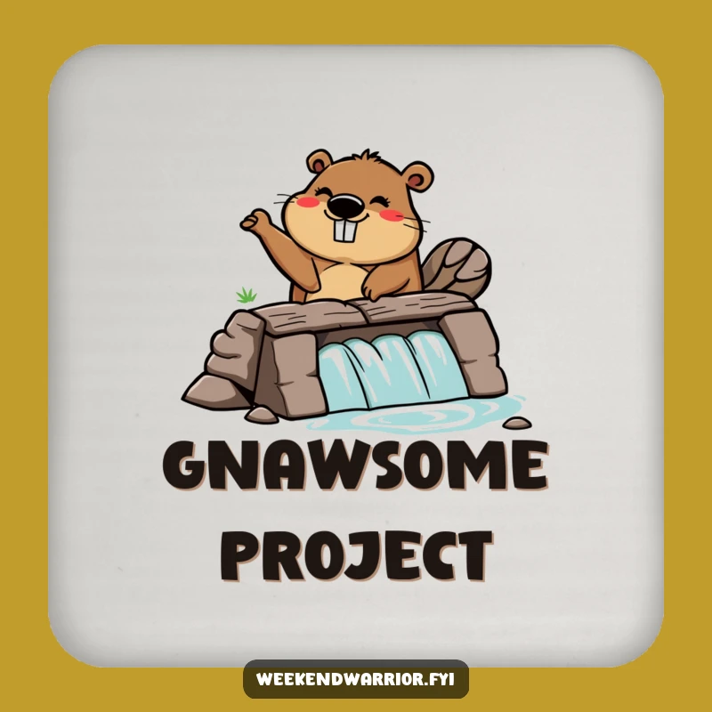 Funny Beaver Dam Drink Coaster: Protect Surfaces with Diligence!