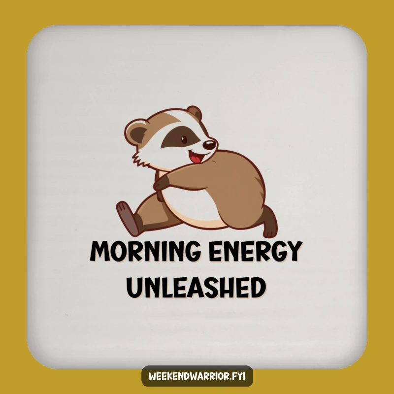 Funny Badger Coaster Set: Protect Surfaces with Morning Jog Charm