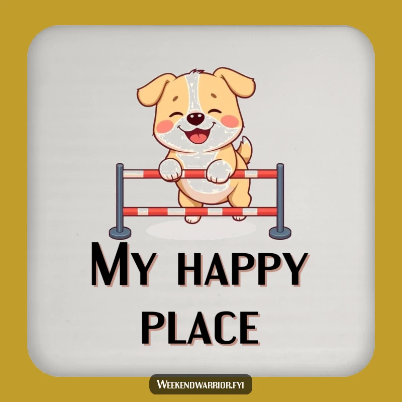 Funny Giggling Dog Coaster: Hilarious Canine Obstacle Course Table Protector Gift
