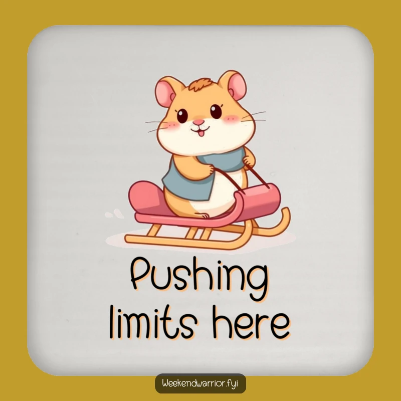 Funny Hamster Sled Coaster: Motivational Table Decor for a Strong Spirit