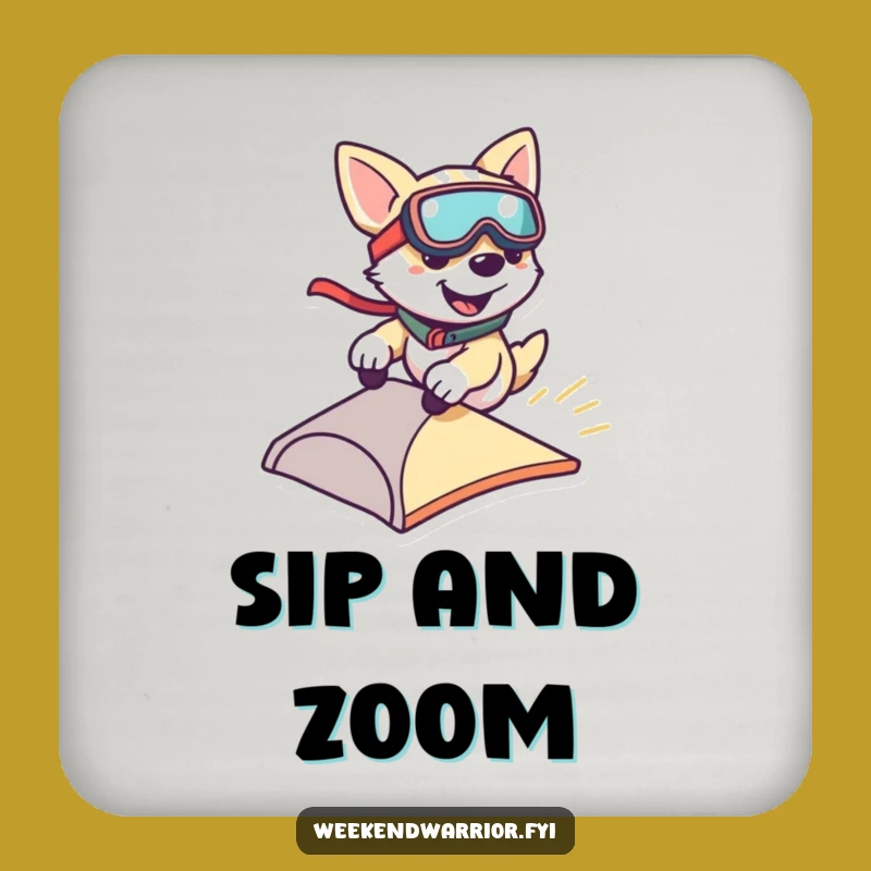 Funny Dog Zipping Coaster: Protect Surfaces with Speedy Style, a Funny Gift