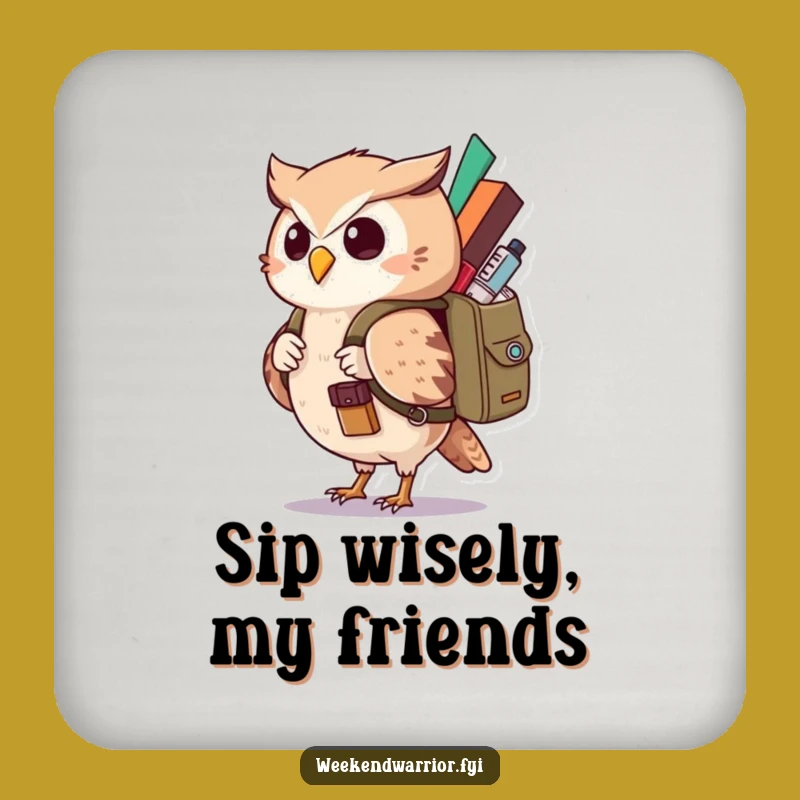 Funny Kawaii Owl Coaster - Curious Explorer Adds Humorous Protection