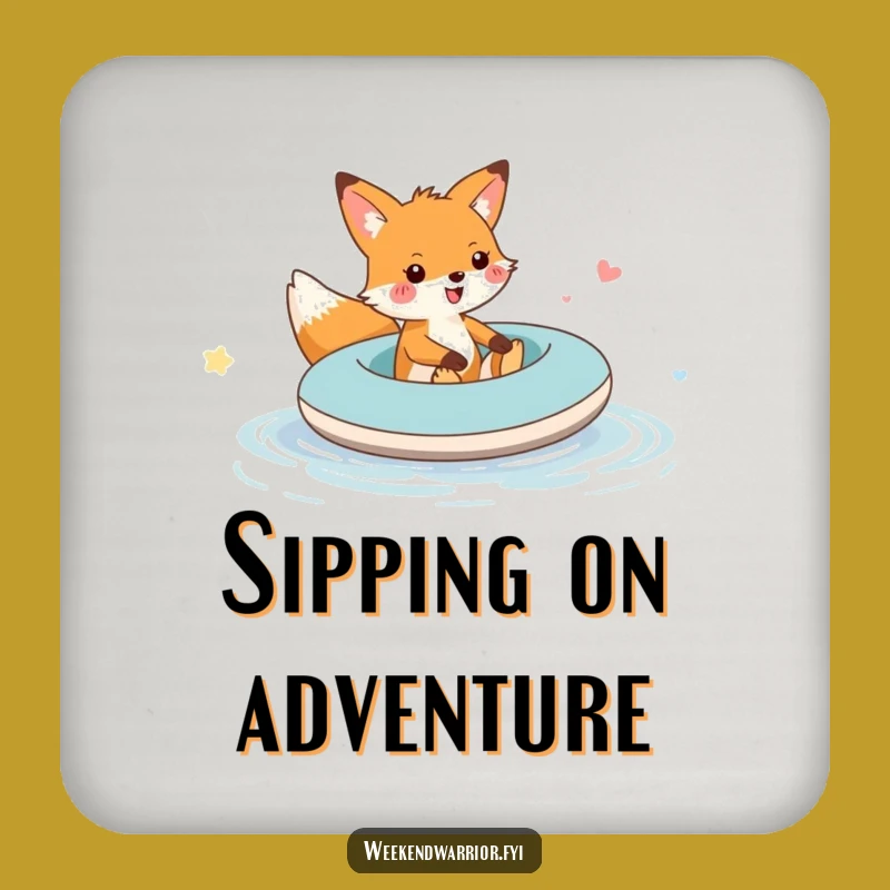 Funny Fox Raft Puddle Coaster: Protect Surfaces with Fox Art, Clever Gift